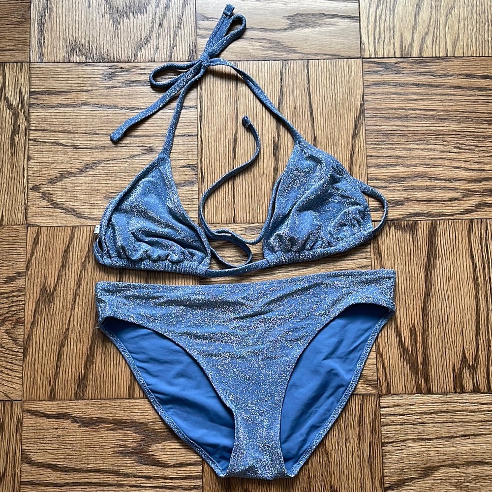 NWOT Sparkly Blue Halter Bikini
